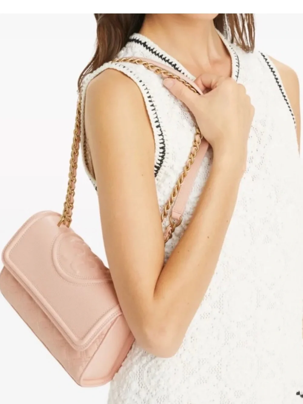 TORY BURCH Blush Fleming Soft Grain Small Convertible Shoulder Bag